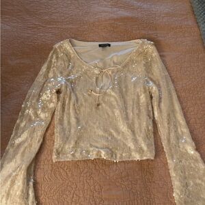 Wild Fable Sequin Cream Blouse